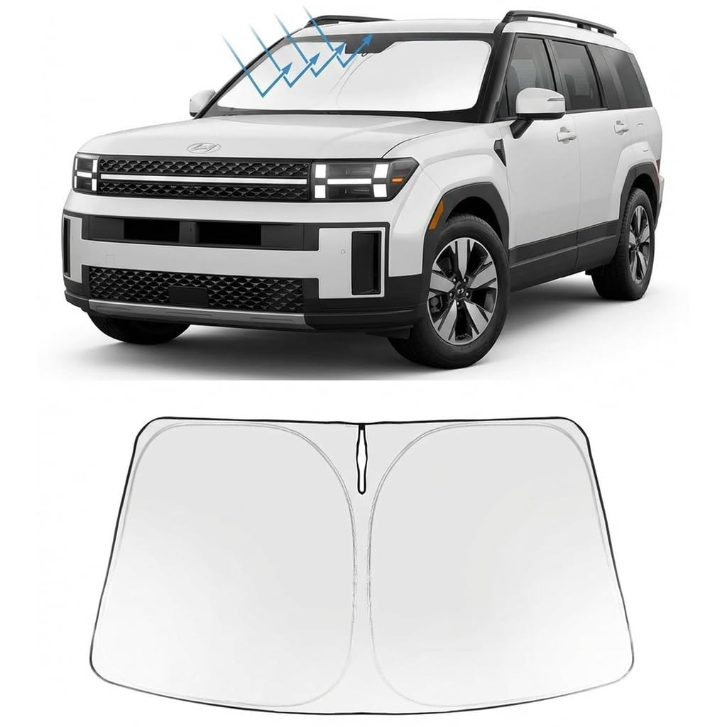 Proadsy Windshield Sun Shade for Santa Fe 2024-2026 Foldable Front Sunshade Protector Sun Visor Blocks UV Rays Keep Car Cooler Accessories
