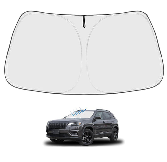 Proadsy Custom Fit Jeep Cherokee 2014-2024 2025 Windshield Sun Shade (Not for Jeep Grand Cherokee) 4-Layer Foldable Front Sunshade Protector Sun Visor Blocks UV Rays Keep Car Cooler