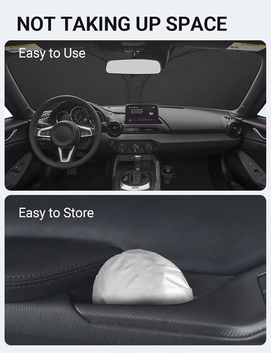 Proadsy 2026 Upgrade Front Windshield Sun Shade Foldable Sunshade Protector Custom Fit MX-5 Miata Convertible 2016-2026 MX5 Accessories