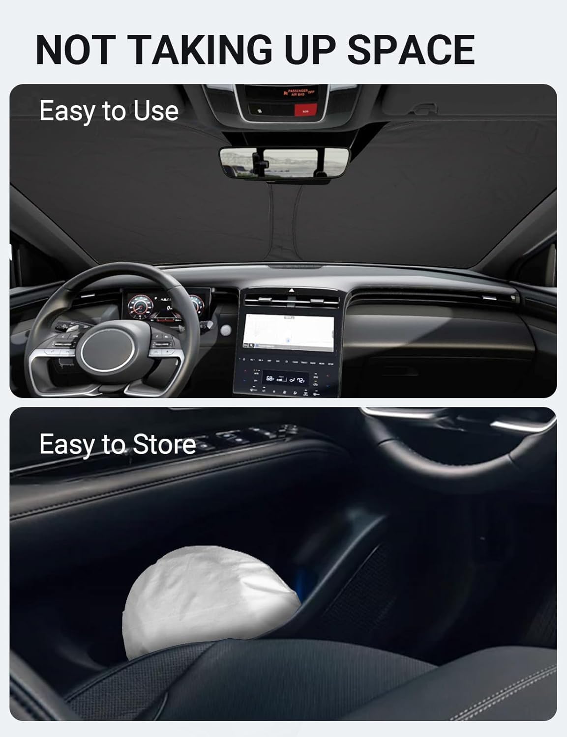 2022-2025 Hyundai Santa Cruz custom-fit sunshade - folded compact