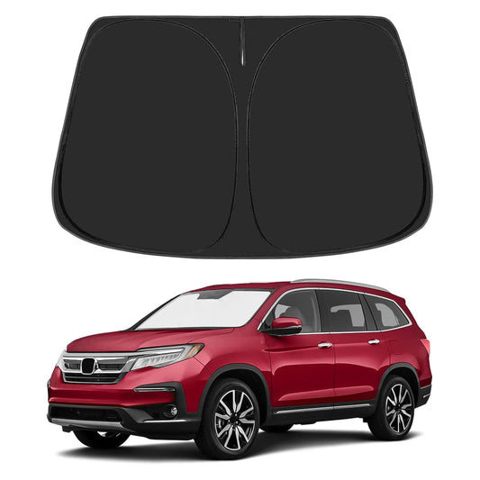 Proadsy 2025 Upgrade Windshield Sun Shade Custom Fit Honda Pilot 2016-2024 2025 4-Layer Foldable Front Sunshade Protector Sun Visor Blocks UV Rays Keep Car Cooler