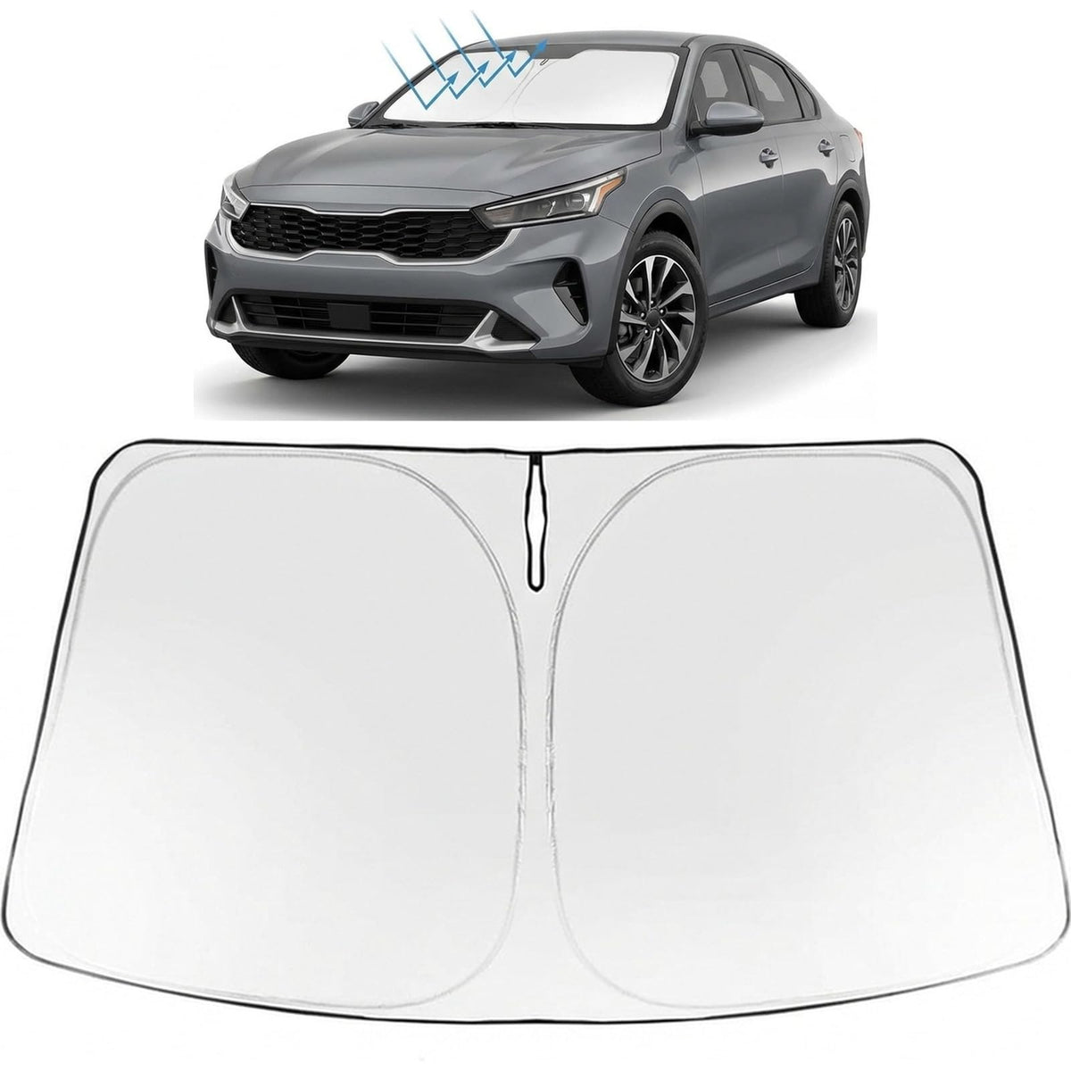 Proadsy Windshield Sun Shade for Kia K4 2025-2026 Foldable Front Sunshade Protector Sun Visor Blocks UV Rays Keep Car Cooler Accessories