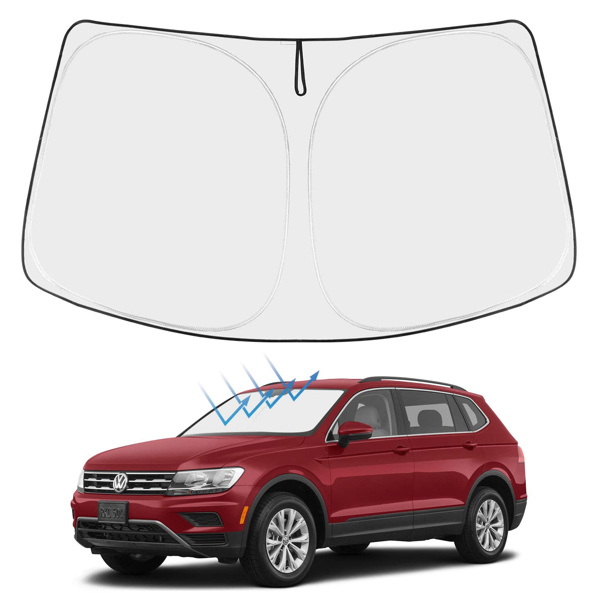 Proadsy 2026 Upgrade Front Windshield Sun Shade Foldable Sunshade Protector Custom Sun Visor Fit 2009-2017 Volkswagen VW Tiguan Accessories