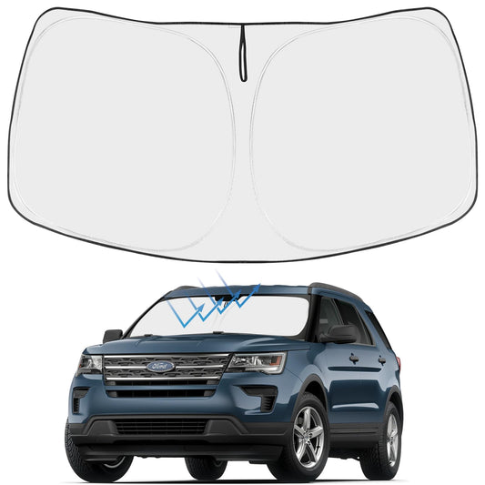 Proadsy Custom Fit Ford Explorer SUV 2011-2019 Windshield Sun Shade 4-Layer Foldable Front Sunshade Protector Sun Visor Blocks UV Rays Keep Car Cooler