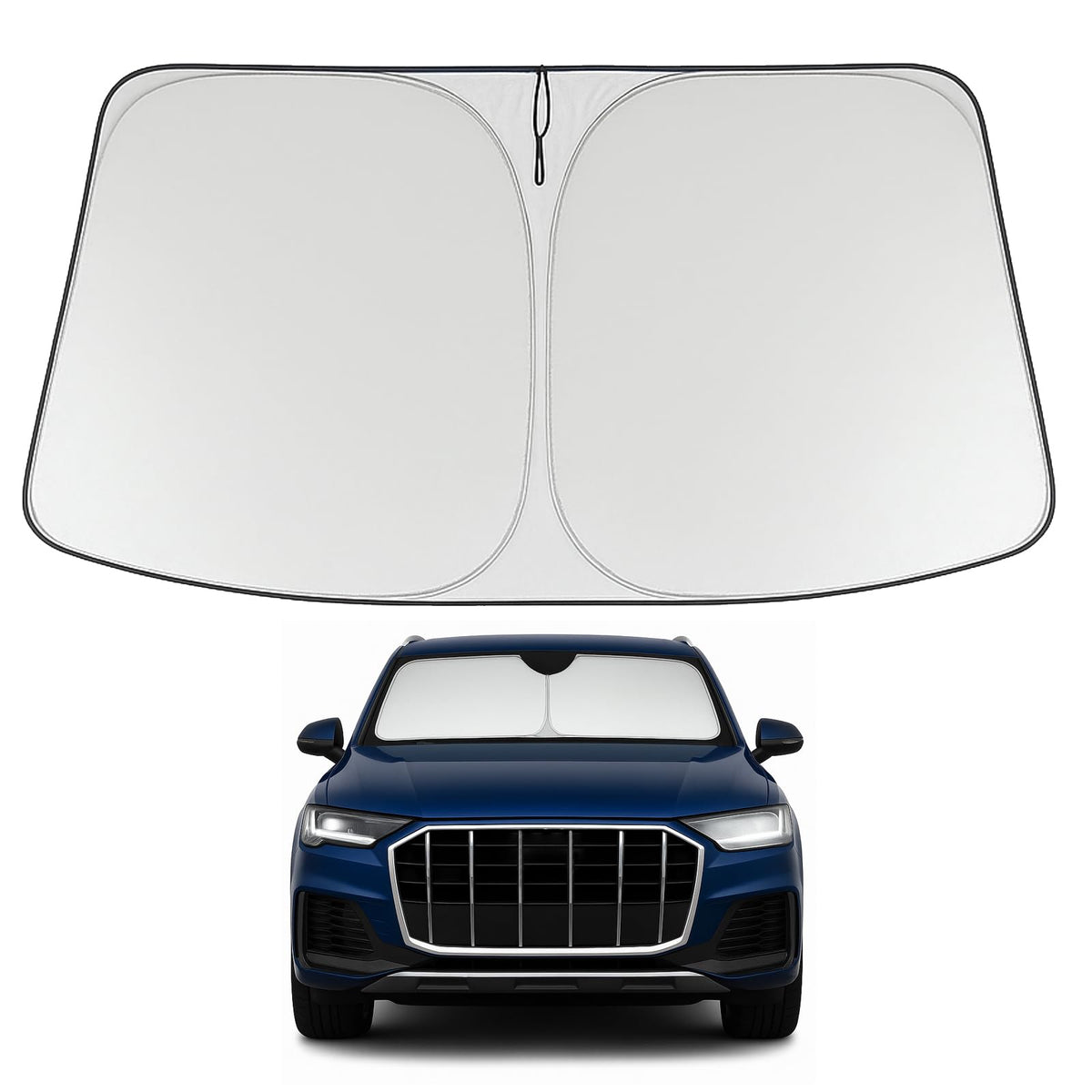 Proadsy Windshield Sun Shade for 2016-2025 2026 Audi Q7 Foldable Front Sunshade Protector Sun Visor Blocks UV Rays Keep Car Cooler