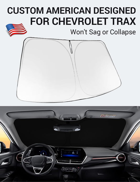 Custom American designed 2024-2026 Chevrolet Trax windshield sunshade, will not sag or collapse