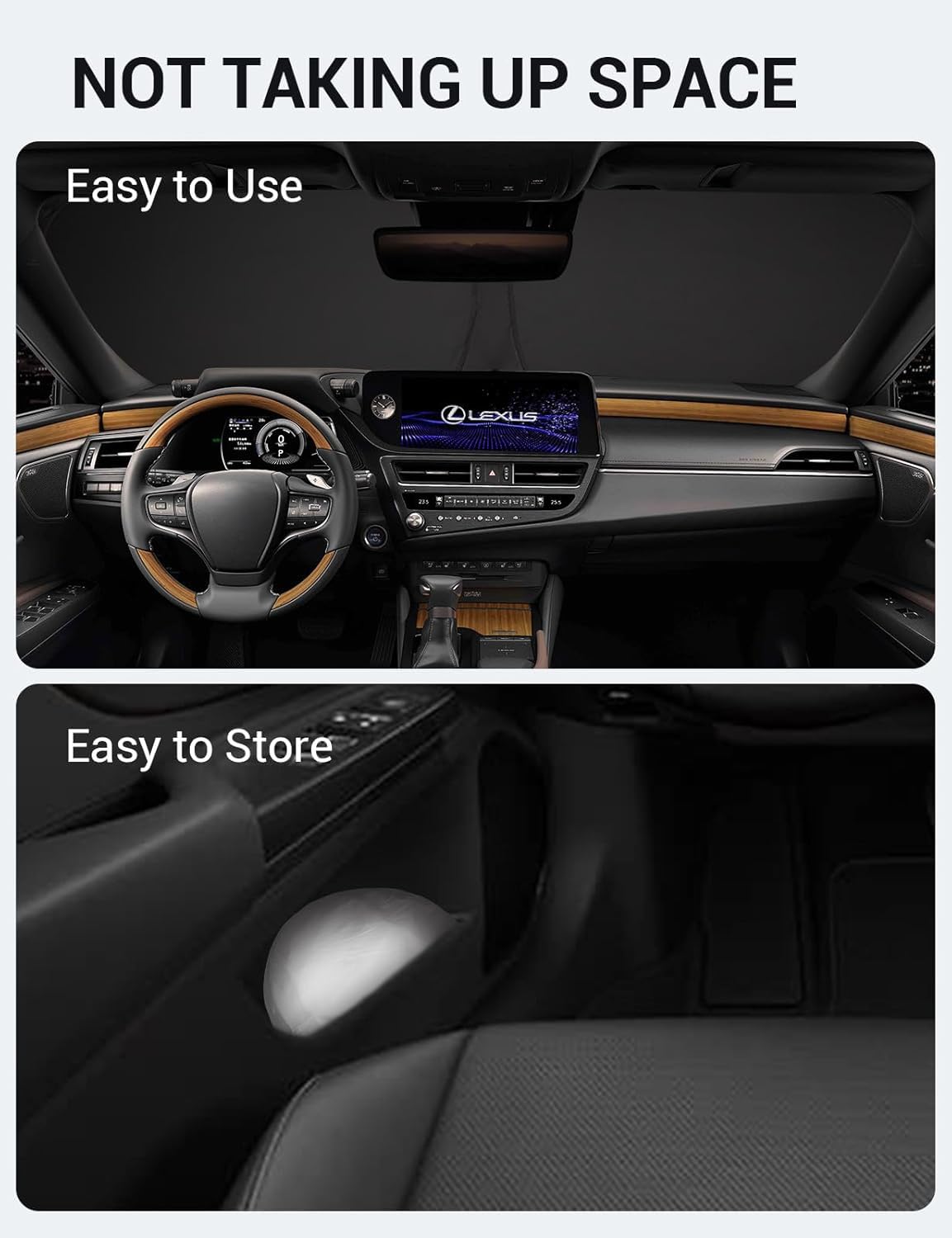 2019-2025 Lexus ES custom-fit sunshade - folded compact