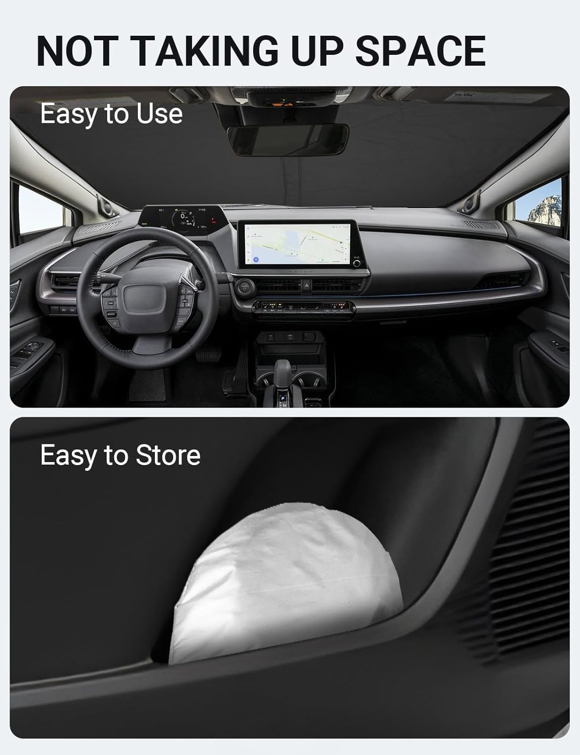 2023-2025 Toyota Prius custom-fit sunshade - folded compact