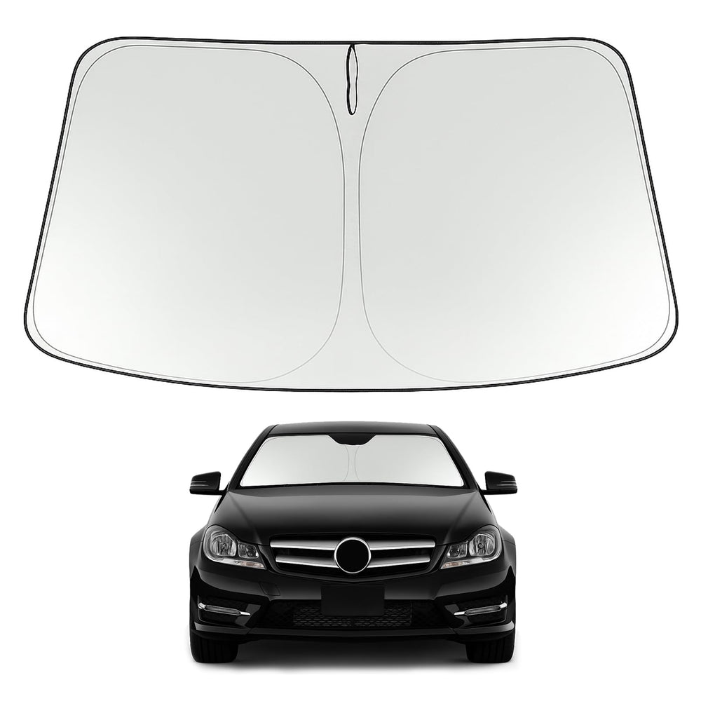 Proadsy 2025 Upgrade Windshield Sun Shade Custom Fit 2008-2014 Benz C Class Foldable Front Sunshade Protector Sun Visor Blocks UV Rays Keep Car Cooler