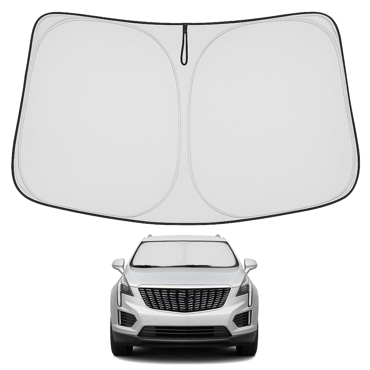 Proadsy 2026 Upgrade Windshield Sun Shade Custom Fit Cadillac XT5 2017-2026 4-Layer Foldable Front Sunshade Protector Sun Visor Blocks UV Rays Keep Car Cooler Accessories