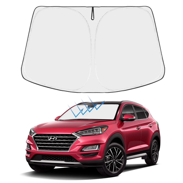 Proadsy 2025 Upgrade Windshield Sun Shade Custom Fit Hyundai Tucson 2016-2021 4-Layer Foldable Front Sunshade Protector Sun Visor Blocks UV Rays Keep Car Cooler Accessories