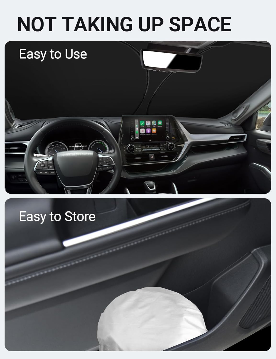 2020-2025 Toyota Highlander custom-fit sunshade - folded compact