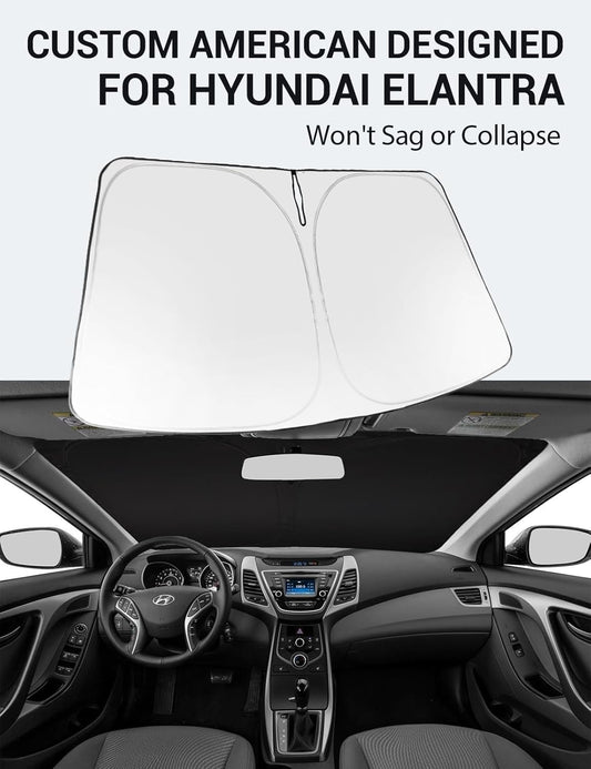 Proadsy 2026 Upgrade Front Windshield Sun Shade Foldable Sunshade Protector Custom Fit 2011-2016 Elantra Accessories