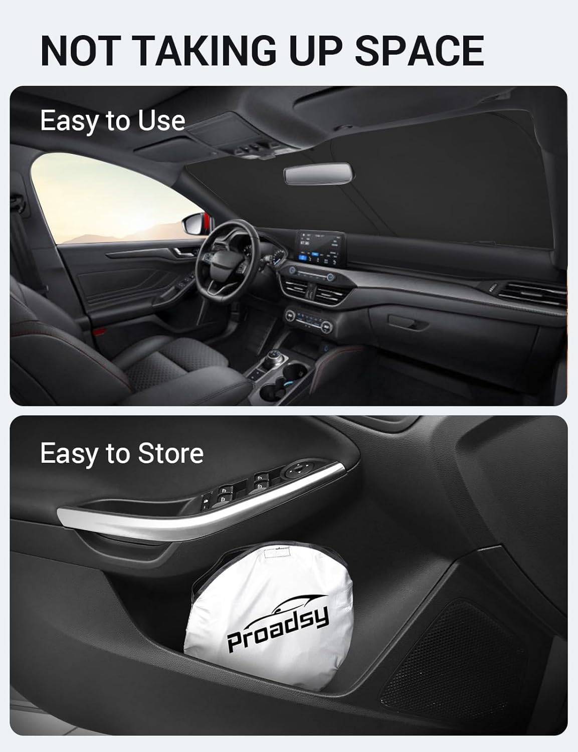 2012-2018 Ford Focus S custom-fit sunshade - folded compact