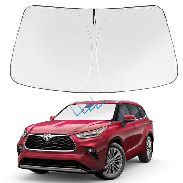 Proadsy Custom Fit Toyota Highlander 2020-2024 2025 Windshield Sun Shade 4-Layer Foldable Front Sunshade Highlander L LE XLE Limited Platinum Protector Sun Visor Blocks UV Rays Keep Car Cooler