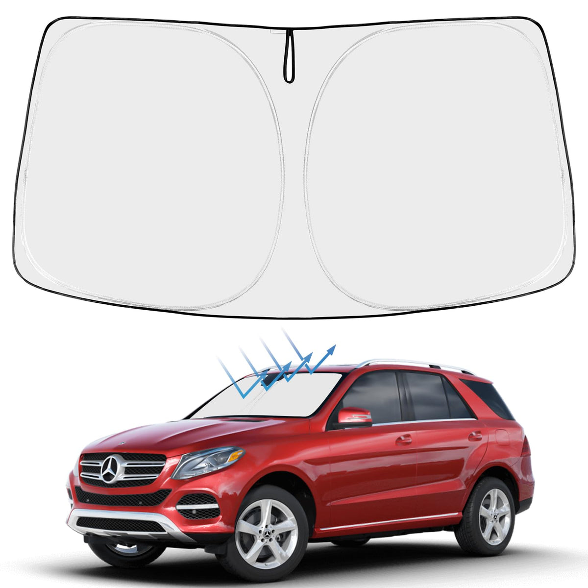 Proadsy 2026 Upgrade Front Windshield Sunshade Foldable Sun Shade Sun Visor Custom Fit 2016-2019 GLE-Class Accessories