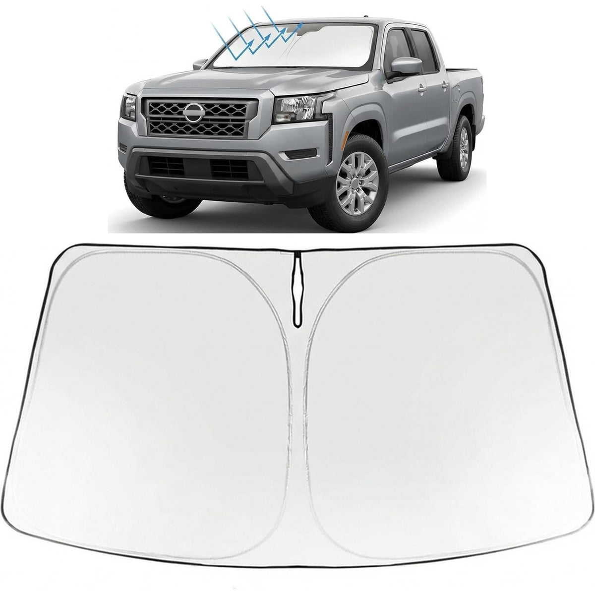 Proadsy Windshield Sun Shade for Frontier 2022-2026 Foldable Front Sunshade Protector Sun Visor Blocks UV Rays Keep Car Cooler Accessories
