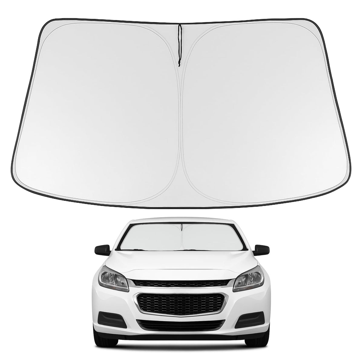 Proadsy 2026 Upgrade Windshield Sun Shade Custom Fit 2013-2015 Malibu Foldable Front Sunshade Protector Sun Visor Blocks UV Rays Keep Car Cooler
