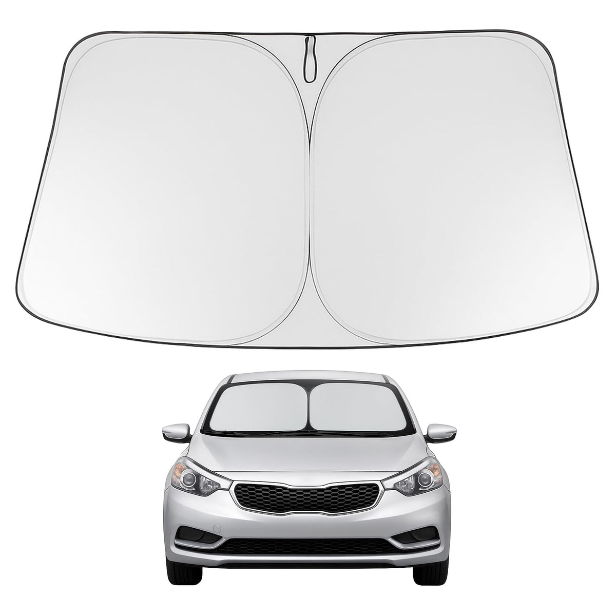Proadsy 2026 Upgrade Windshield Sun Shade Custom Fit 2014-2018 Kia Forte Foldable Front Sunshade Protector Sun Visor Blocks UV Rays Keep Car Cooler