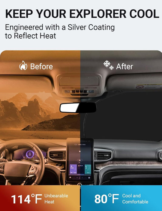 2020-2025 Ford Explorer custom-fit sunshade - clearing mirror sensor
