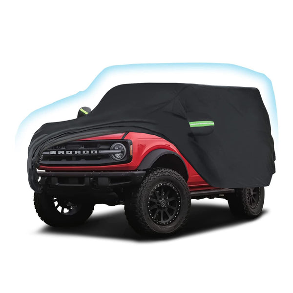 Proadsy Upgrade Car Cover Compatible with Ford Bronco 2 Door 2021-2024 2025 Windproof All Weather Waterproof Sun Rain UV Dust Snow Protection Outdoor Covers
