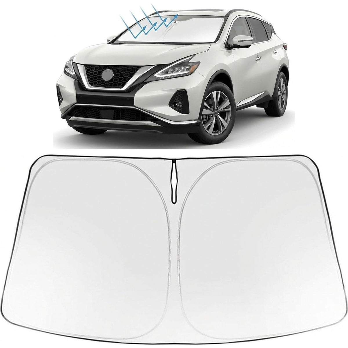 Proadsy Windshield Sun Shade for Nissan Murano 2025-2026 Foldable Front Sunshade Protector Sun Visor Blocks UV Rays Keep Car Cooler Accessories