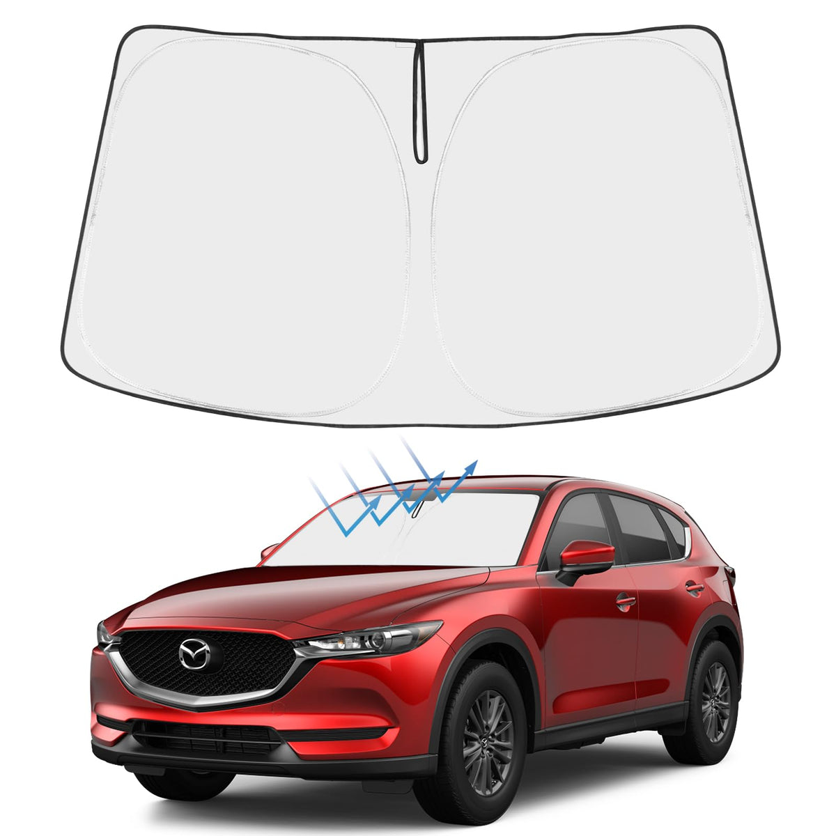 Proadsy Windshield Sun Shade for Mazda CX-30 2020-2025 2026 CX30 Accessories 4-Layer Foldable Front Sunshade Protector Sun Visor Blocks UV Rays Keep Car Cooler