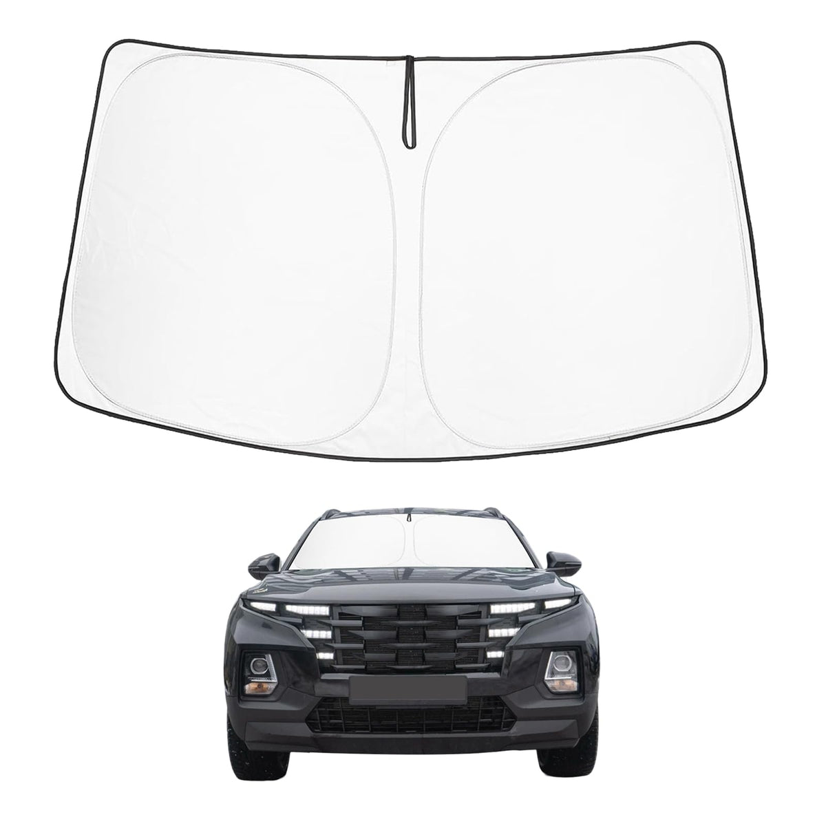 Proadsy Windshield Sun Shade Custom Fit Hyundai Santa Cruz 2022-2025 2026 4-Layer Foldable Front Sunshade Protector Sun Visor Blocks UV Rays Keep Car Cooler