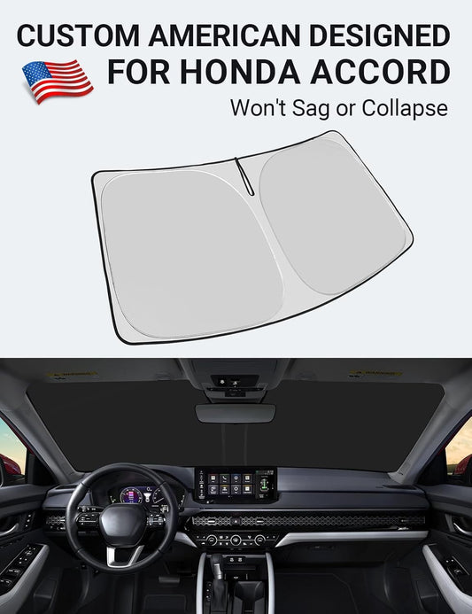 Custom American designed 2023-2026 Honda Accord windshield sunshade, will not sag or collapse