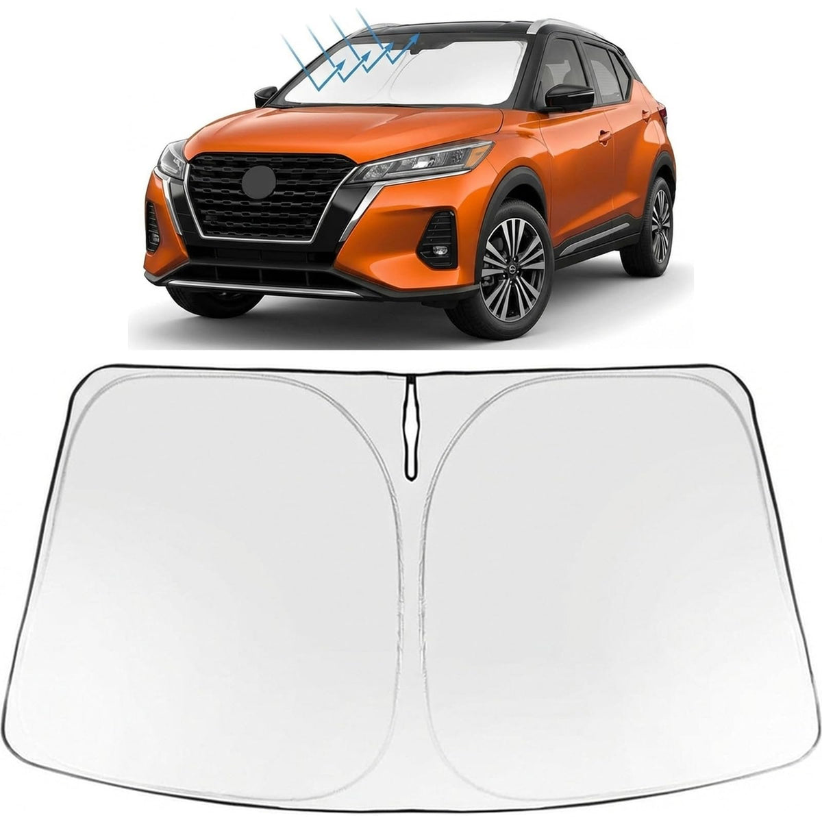 Proadsy Windshield Sun Shade for Kicks 2025-2026 Foldable Front Sunshade Protector Sun Visor Blocks UV Rays Keep Car Cooler Accessories