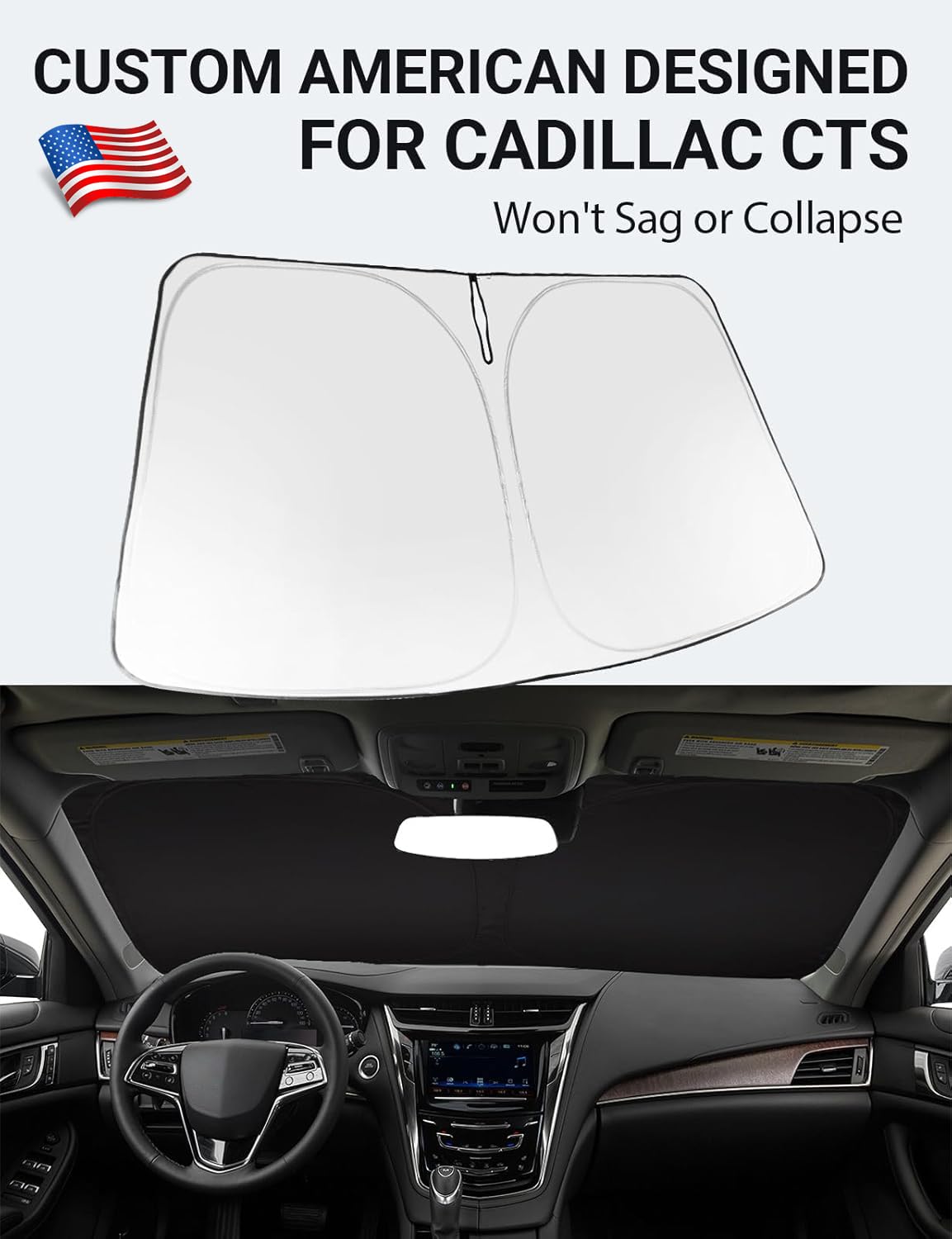 2014-2019 Cadillac CTS custom-fit sunshade - folded compact