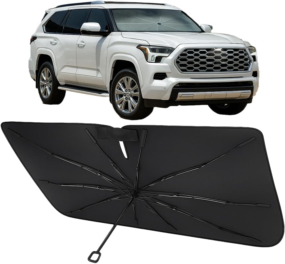 Toyota Sequoia & Tundra Umbrella Windshield Sunshade - Custom Fit Front Windshield Sun Shade