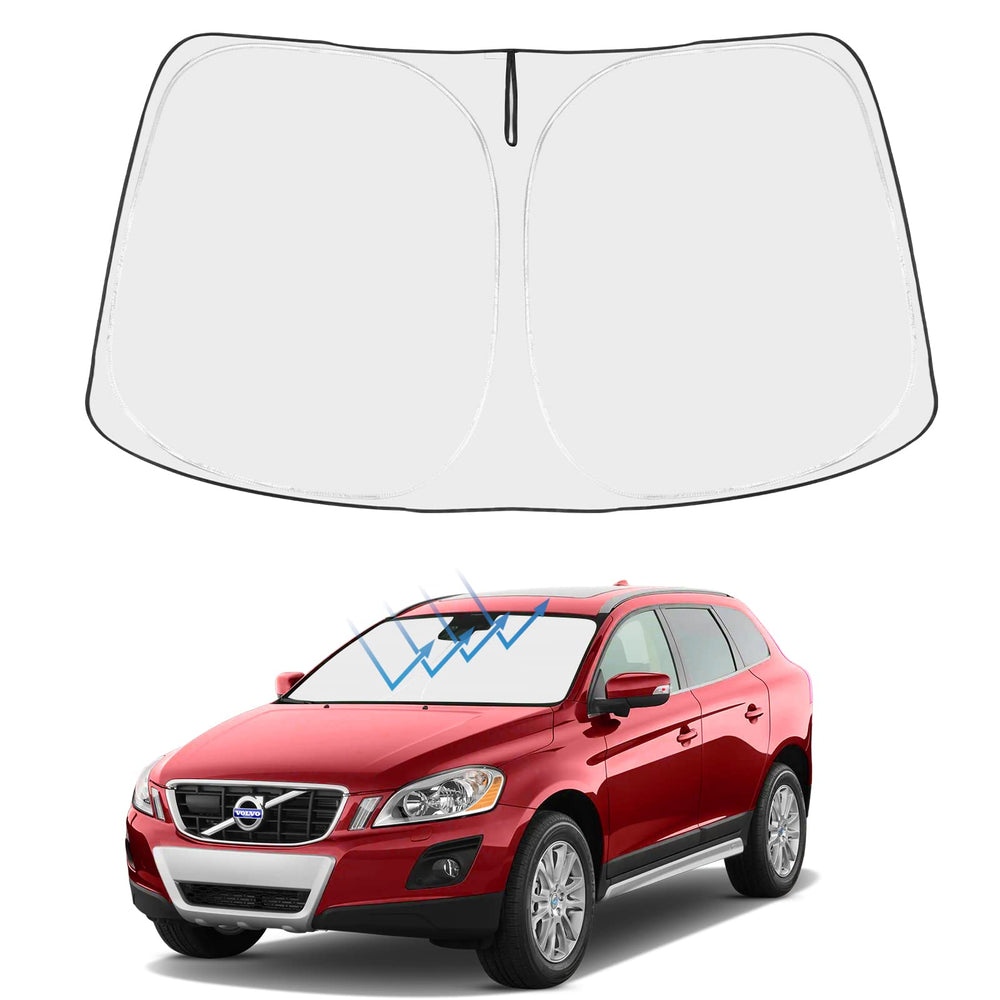 Proadsy 2025 Upgrade Windshield Sun Shade Custom Fit Volvo XC60 2010-2017 4-Layer Foldable Front Sunshade Protector Sun Visor Blocks UV Rays Keep Car Cooler