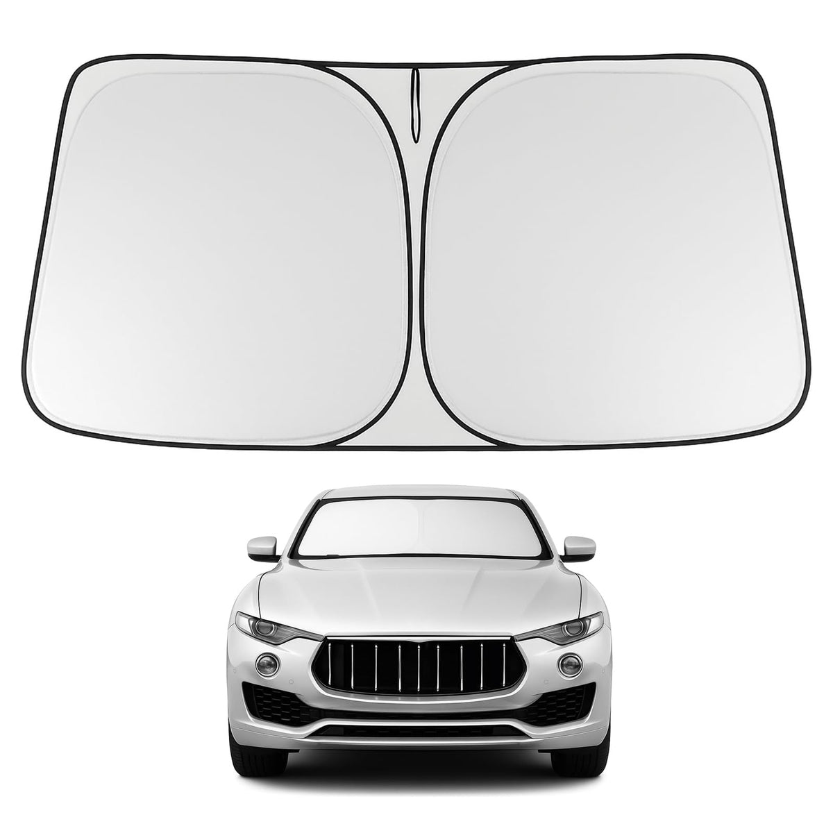 Proadsy 2026 Upgrade Front Windshield Sun Shade Foldable Sunshade Protector Custom Fit 2017-2024 Maserati Levante Accessories
