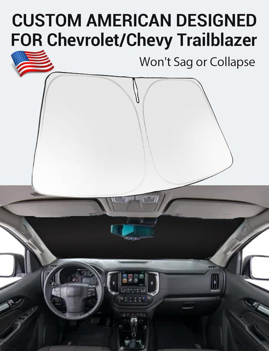 Custom American designed 2021-2026 Chevrolet Trailblazer windshield sunshade, will not sag or collapse