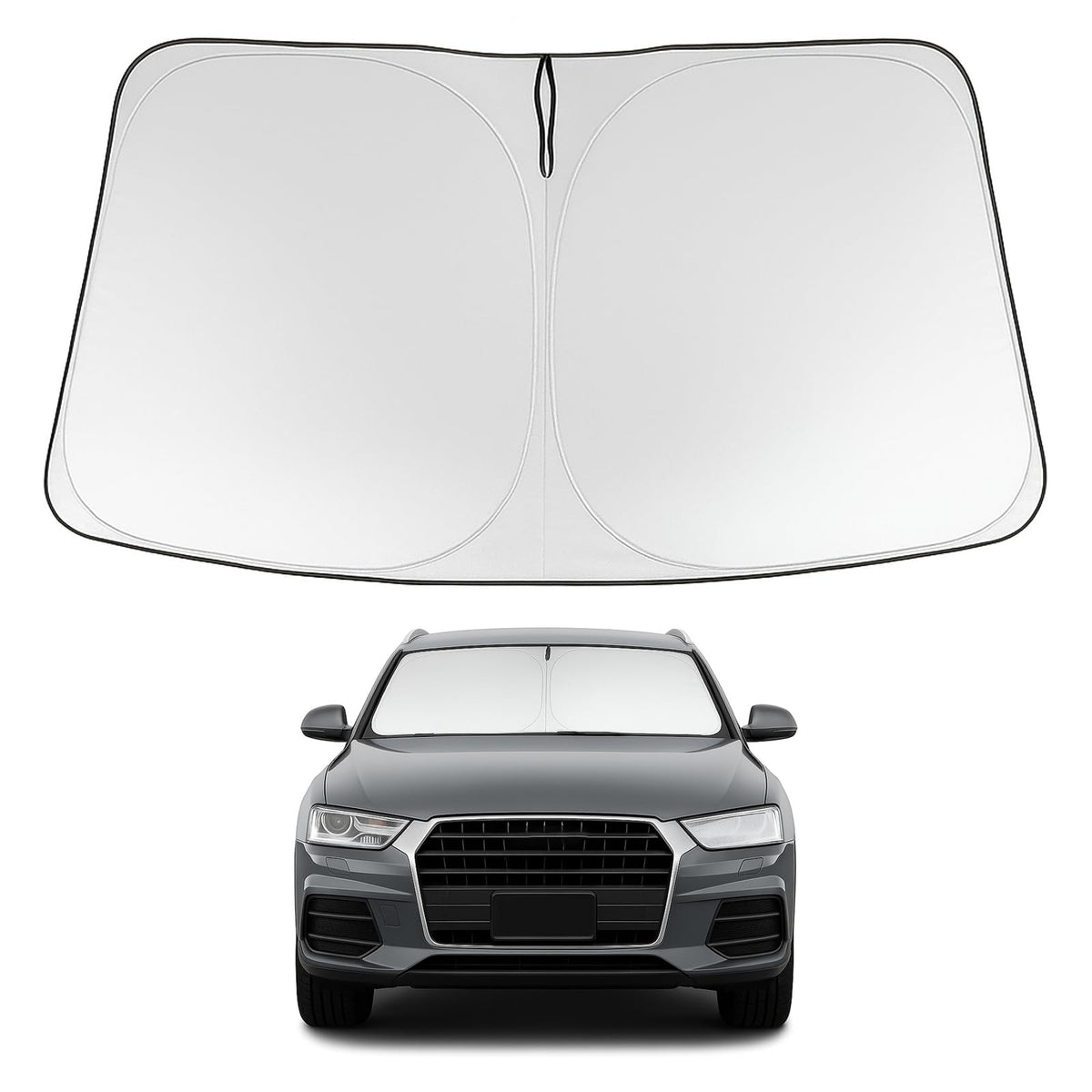 Proadsy 2026 Upgrade Windshield Sun Shade Custom Fit 2013-2018 Audi Q3 Foldable Front Sunshade Protector Sun Visor Blocks UV Rays Keep Car Cooler