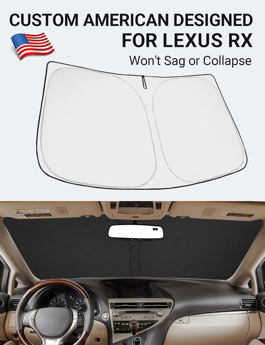Custom American designed 2010-2015 Lexus RX windshield sunshade, will not sag or collapse