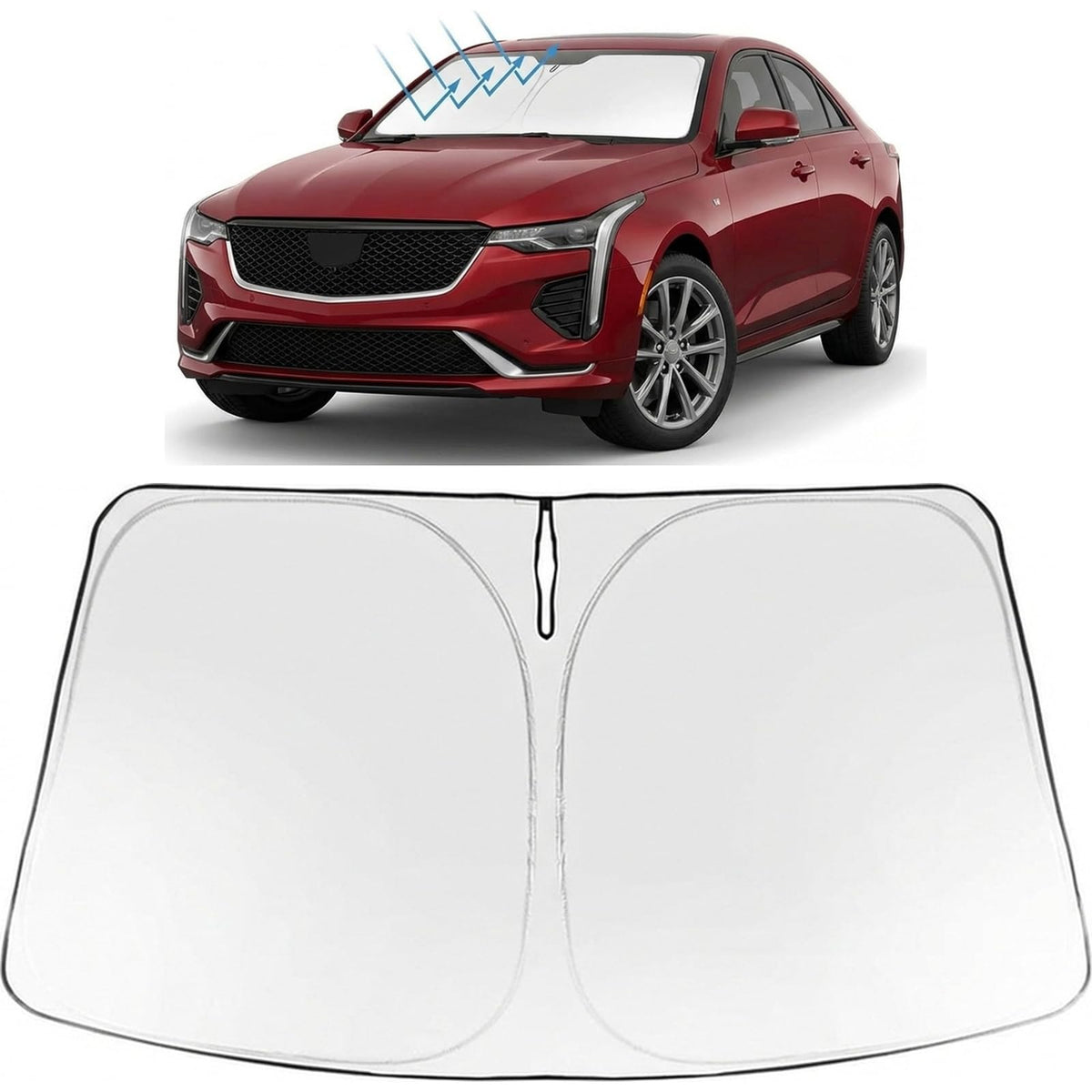 Proadsy Windshield Sun Shade for Cadillac CT4 2020-2026 Foldable Front Sunshade Protector Sun Visor Blocks UV Rays Keep Car Cooler Accessories
