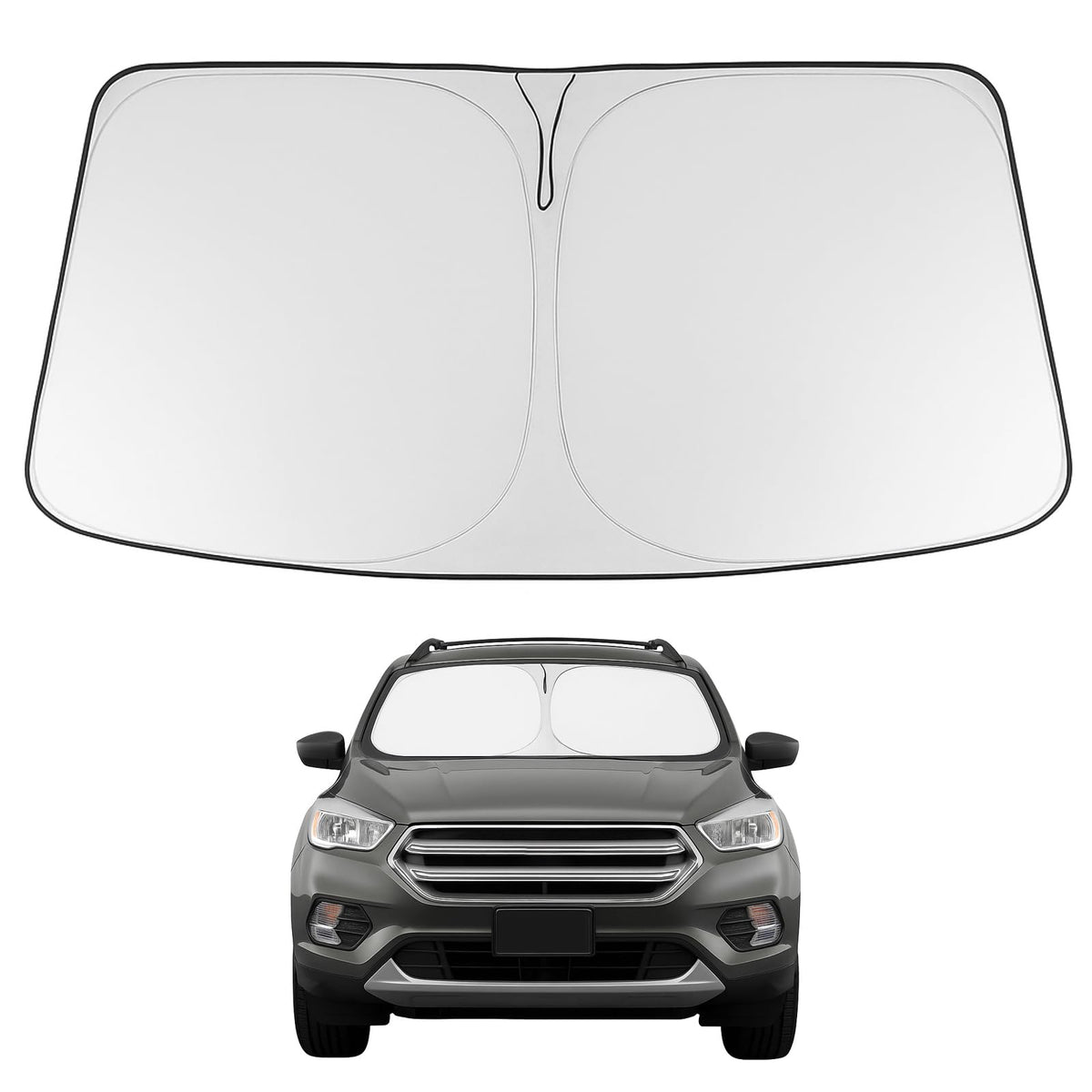 Proadsy 2026 Upgrade Windshield Sun Shade Custom Fit 2013-2019 Escape Foldable Front Sunshade Protector Sun Visor Blocks UV Rays Keep Car Cooler
