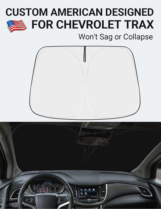 Custom American designed 2013-2023 Chevrolet Trax windshield sunshade, will not sag or collapse