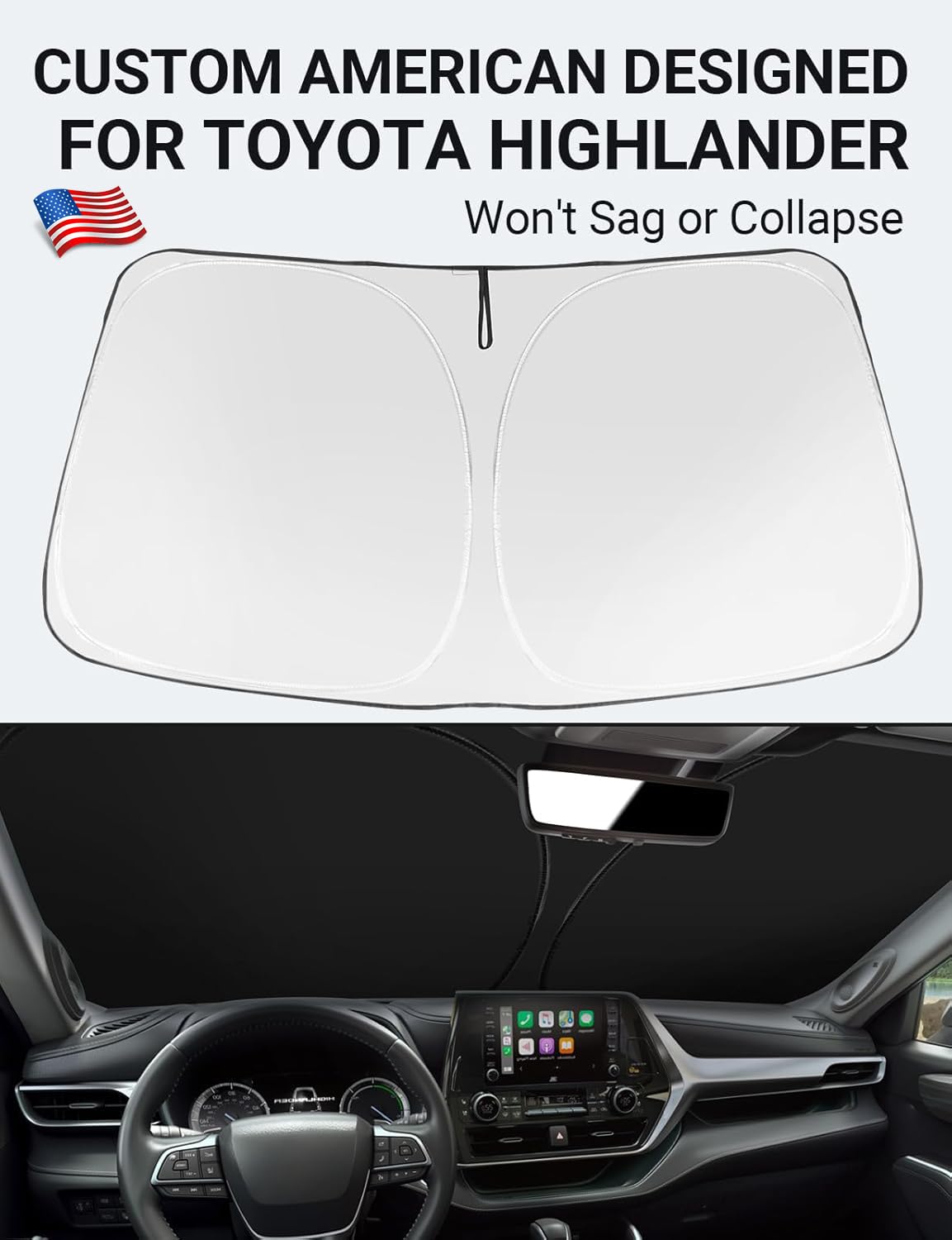 2020-2026 Toyota Highlander custom-fit sunshade - folded compact