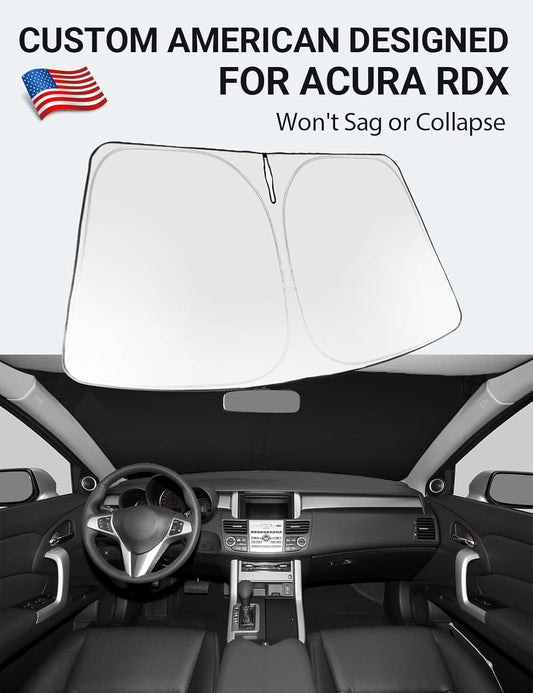 Custom American designed 2007-2012 Acura RDX windshield sunshade, will not sag or collapse