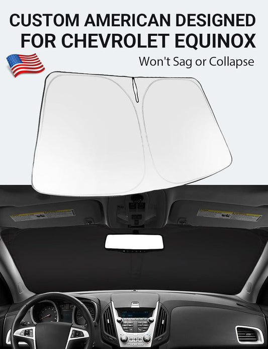 Custom American designed 2010-2017 Chevrolet Equinox windshield sunshade, will not sag or collapse