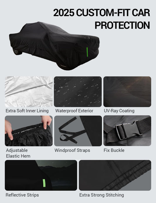 2019-2025 Chevrolet Silverado 1500 custom-fit car cover - wind strap installed