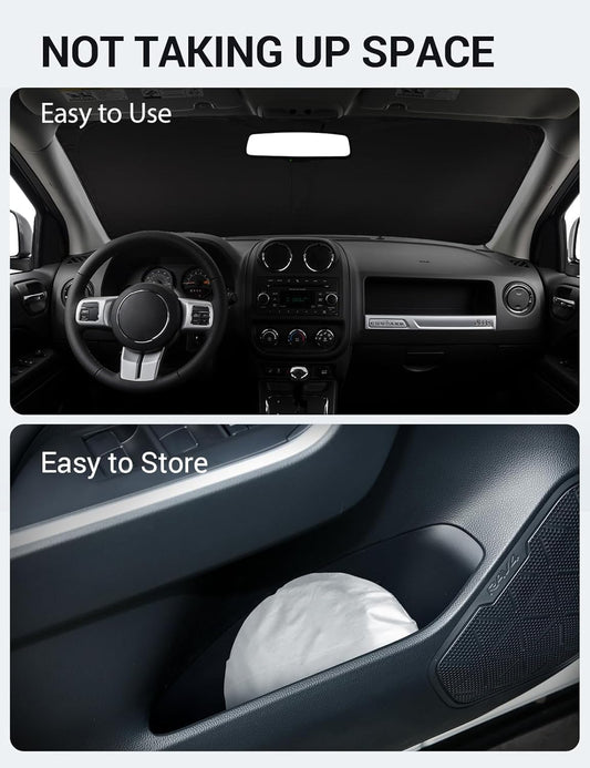 Proadsy 2026 Upgrade Front Windshield Sun Shade Foldable Sunshade Protector Custom Fit 2007-2017 Jeep Compass Accessories