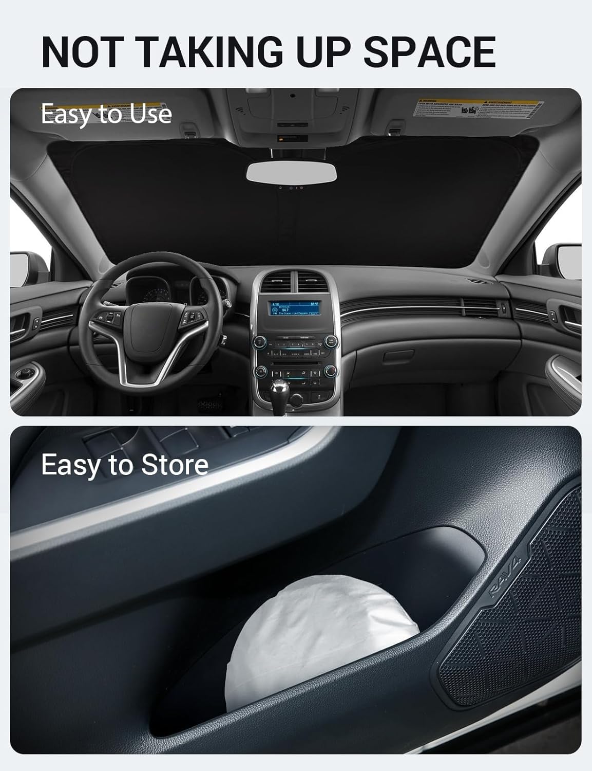 2013-2015 Chevrolet Malibu custom-fit sunshade - folded compact