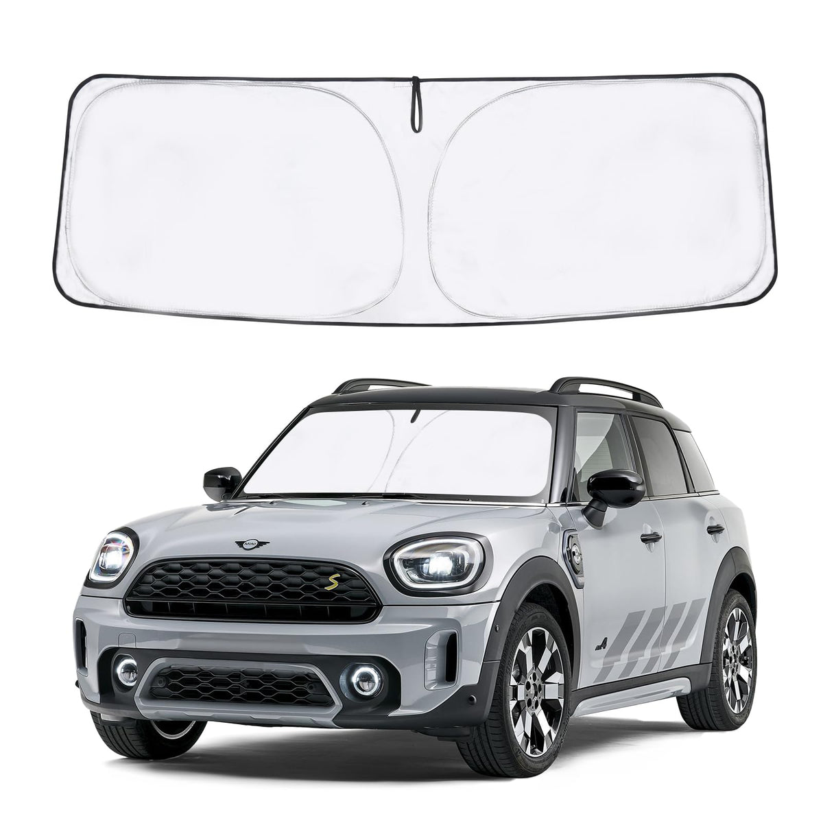 Proadsy 2026 Upgrade Front Windshield Sun Shade Foldable Sunshade Protector Custom Fit 2017-2023 Mini Countryman Cooper F60 SUV Accessories