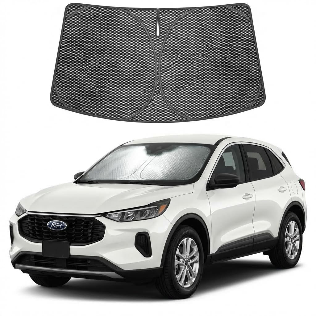 Proadsy Windshield Sun Shade Custom Fit Ford Escape 2020-2026 Ice Crystal Black Front Window Sunshade UV and Heat Blocker Foldable Visor Keeps Car Cooler for Summer Parking and Daily Use