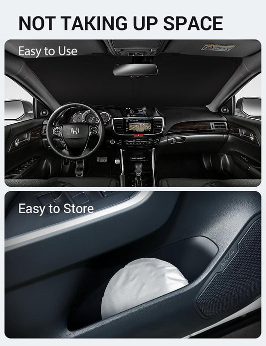 Proadsy 2026 Upgrade Windshield Sun Shade Custom Fit 2008-2012 Accord Foldable Front Sunshade Protector Sun Visor Blocks UV Rays Keep Car Cooler