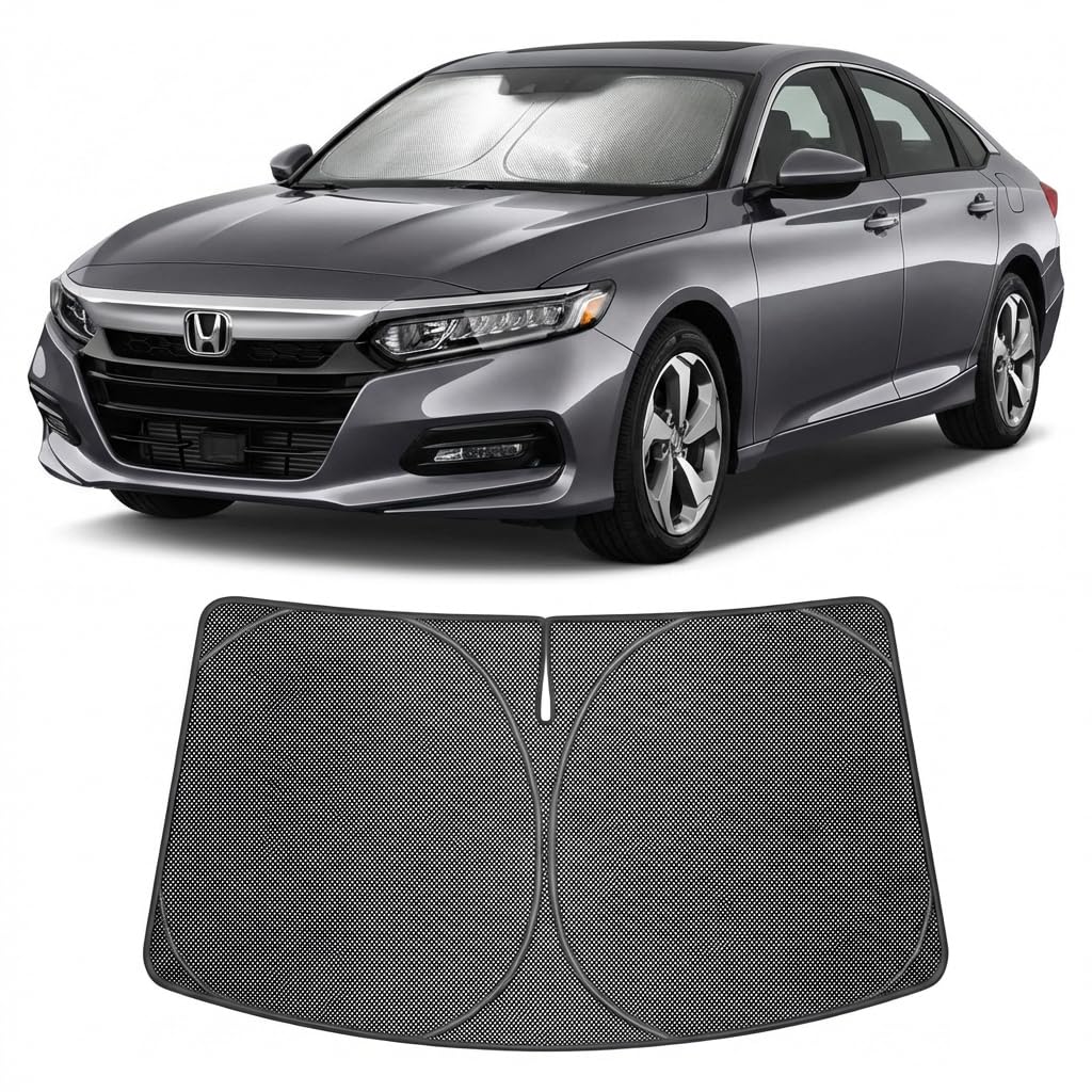 Proadsy Windshield Sun Shade Custom Fit Honda Accord 2023-2026 Ice Crystal Black Front Window Sunshade UV and Heat Blocker Foldable Visor Keeps Car Cooler for Summer Parking and Daily Use